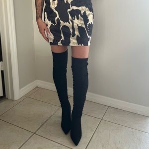 Black Over The Knee Boots Pointed Toe